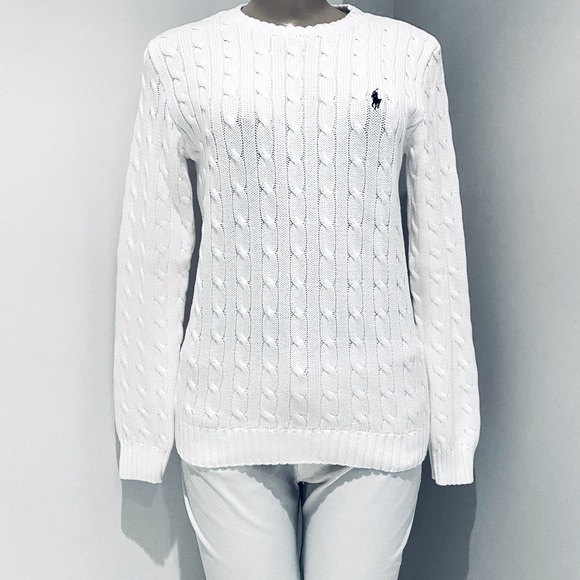 RALPH LAUREN CABLE-KNIT COTTON CREWNECK SWEATER. - Picture 3 of 10